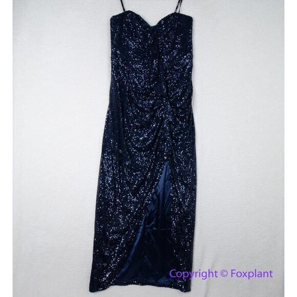 New! City Chic navy‎ blue sequin strapless maxi dress, size 12 - Picture 2 of 16